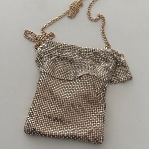 Nina Metallic Mesh Wristlet with Chain Strap